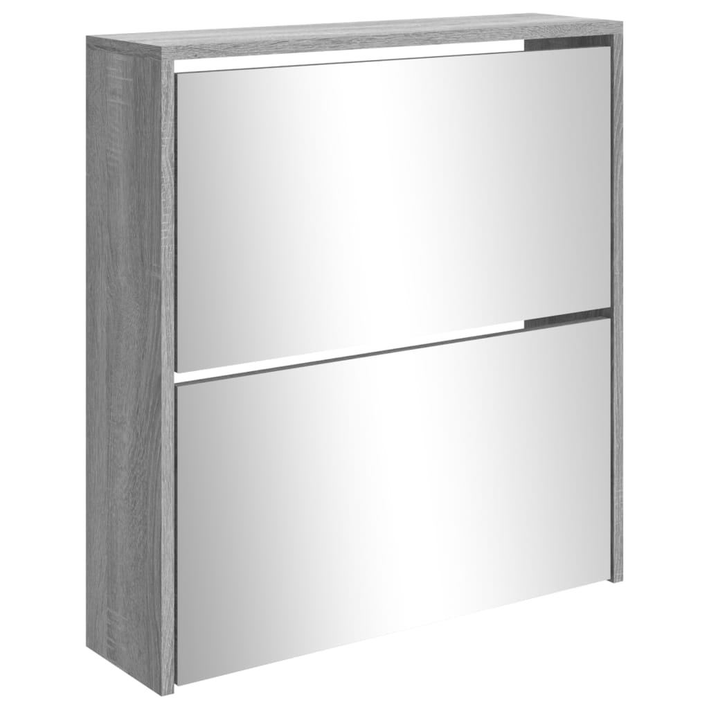 Schoenenkast met spiegel 2-laags 63x17x67 cm grijs sonoma is nu te koop bij PeponiXL, paradijselijk wonen!