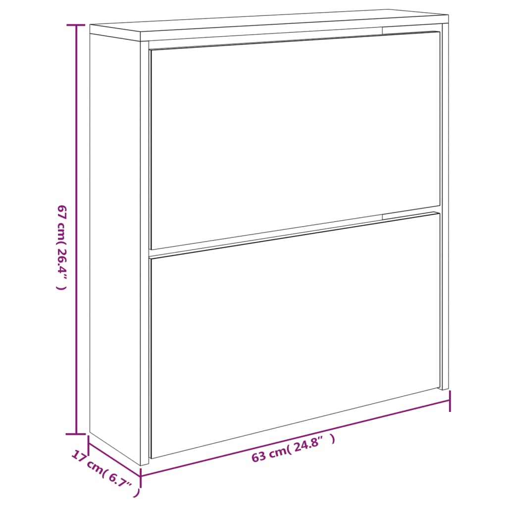 Schoenenkast met spiegel 2-laags 63x17x67 cm grijs sonoma is nu te koop bij PeponiXL, paradijselijk wonen!
