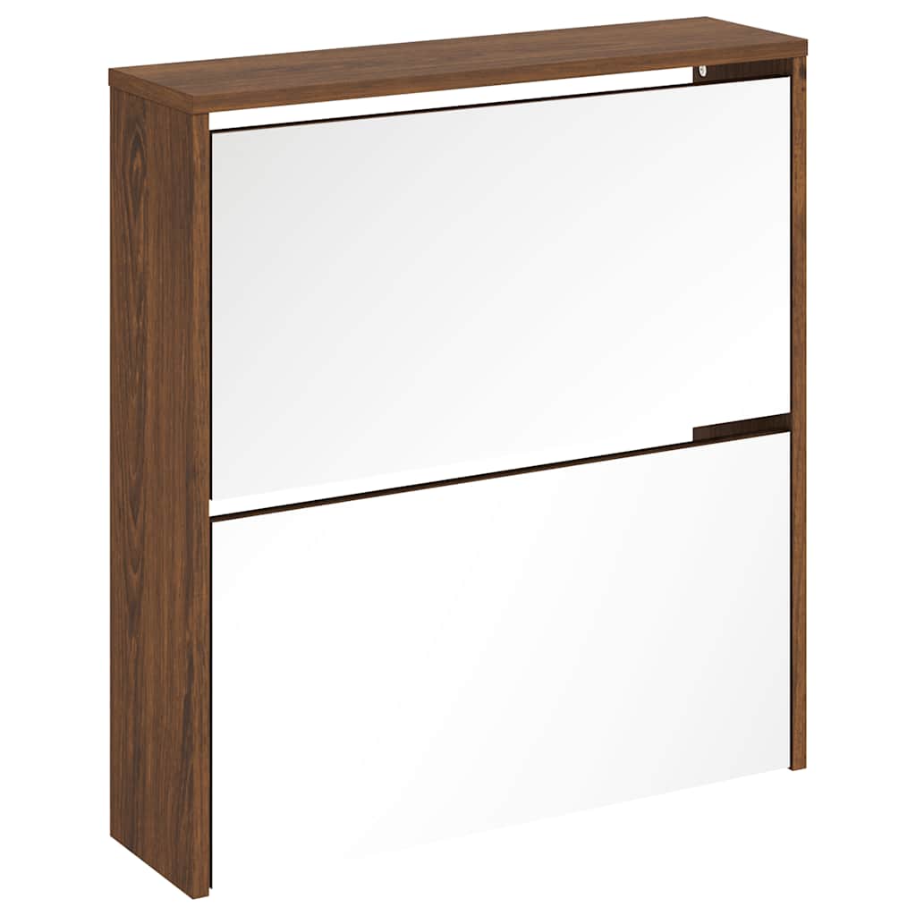 Schoenenkast met spiegel 2-laags 63x17x67 cm bruineiken is nu te koop bij PeponiXL, paradijselijk wonen!
