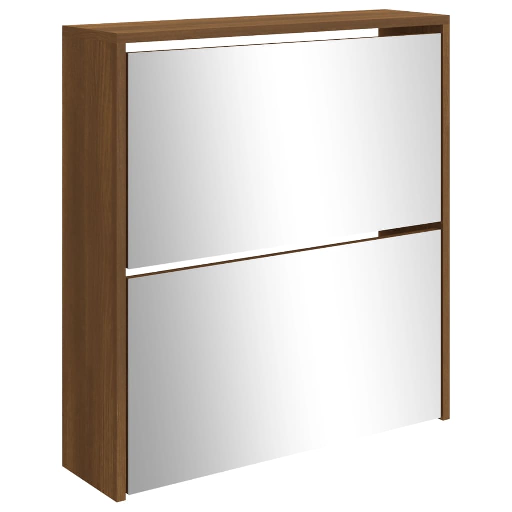 Schoenenkast met spiegel 2-laags 63x17x67 cm bruineiken is nu te koop bij PeponiXL, paradijselijk wonen!