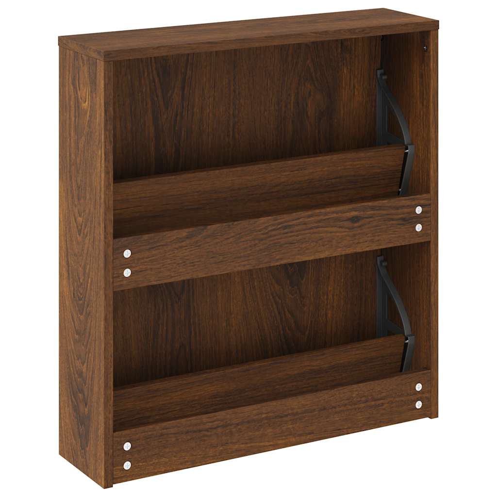 Schoenenkast met spiegel 2-laags 63x17x67 cm bruineiken is nu te koop bij PeponiXL, paradijselijk wonen!