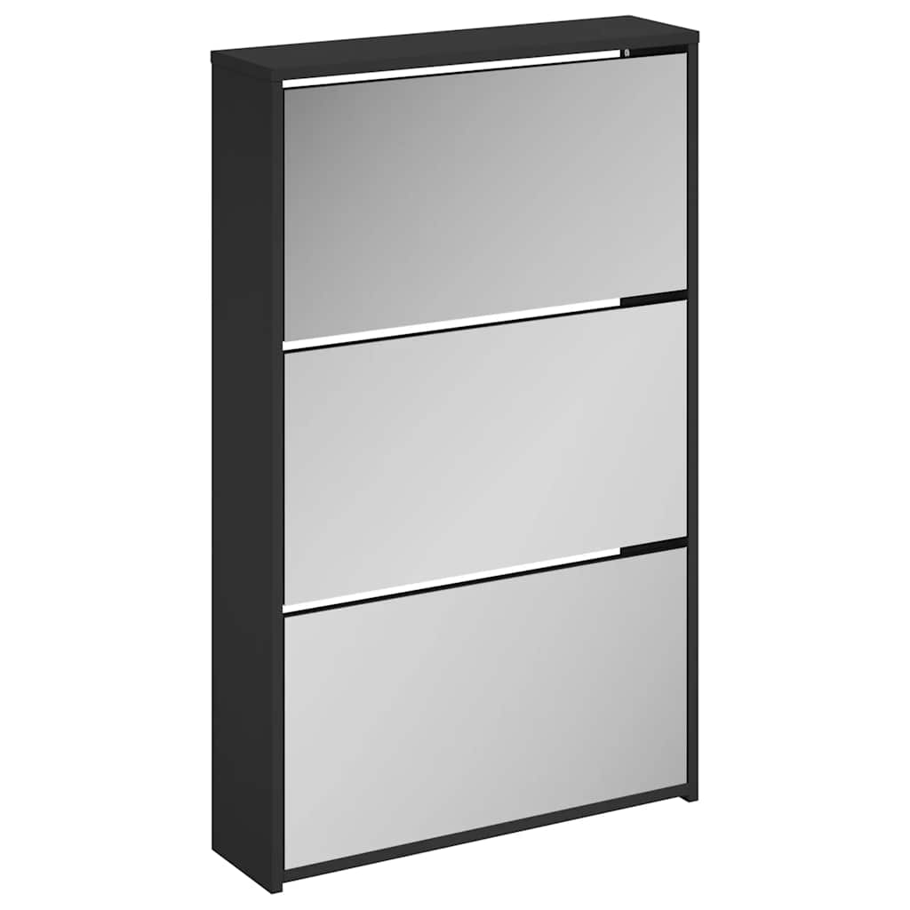 Schoenenkast met spiegel 3-laags zwart 63x17x102,5 cm is nu te koop bij PeponiXL, paradijselijk wonen!