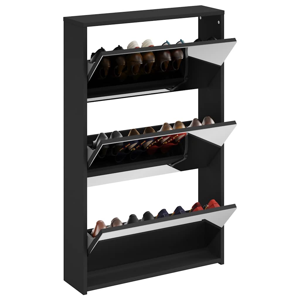 Schoenenkast met spiegel 3-laags zwart 63x17x102,5 cm is nu te koop bij PeponiXL, paradijselijk wonen!
