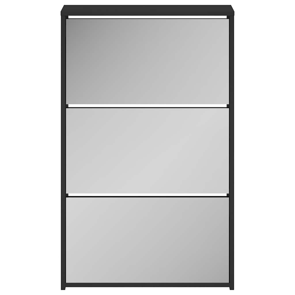 Schoenenkast met spiegel 3-laags zwart 63x17x102,5 cm is nu te koop bij PeponiXL, paradijselijk wonen!