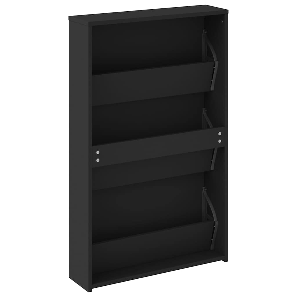 Schoenenkast met spiegel 3-laags zwart 63x17x102,5 cm is nu te koop bij PeponiXL, paradijselijk wonen!