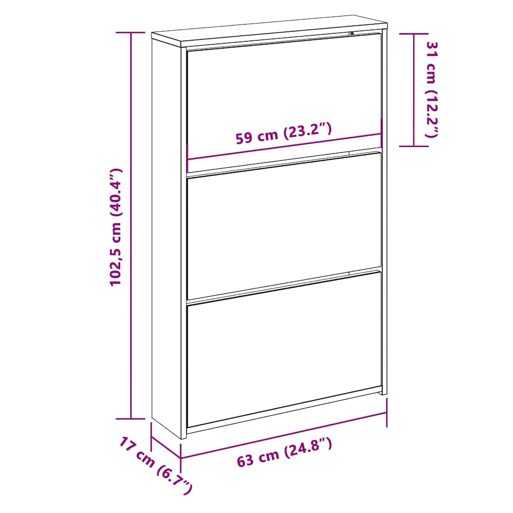 Schoenenkast met spiegel 3-laags zwart 63x17x102,5 cm is nu te koop bij PeponiXL, paradijselijk wonen!