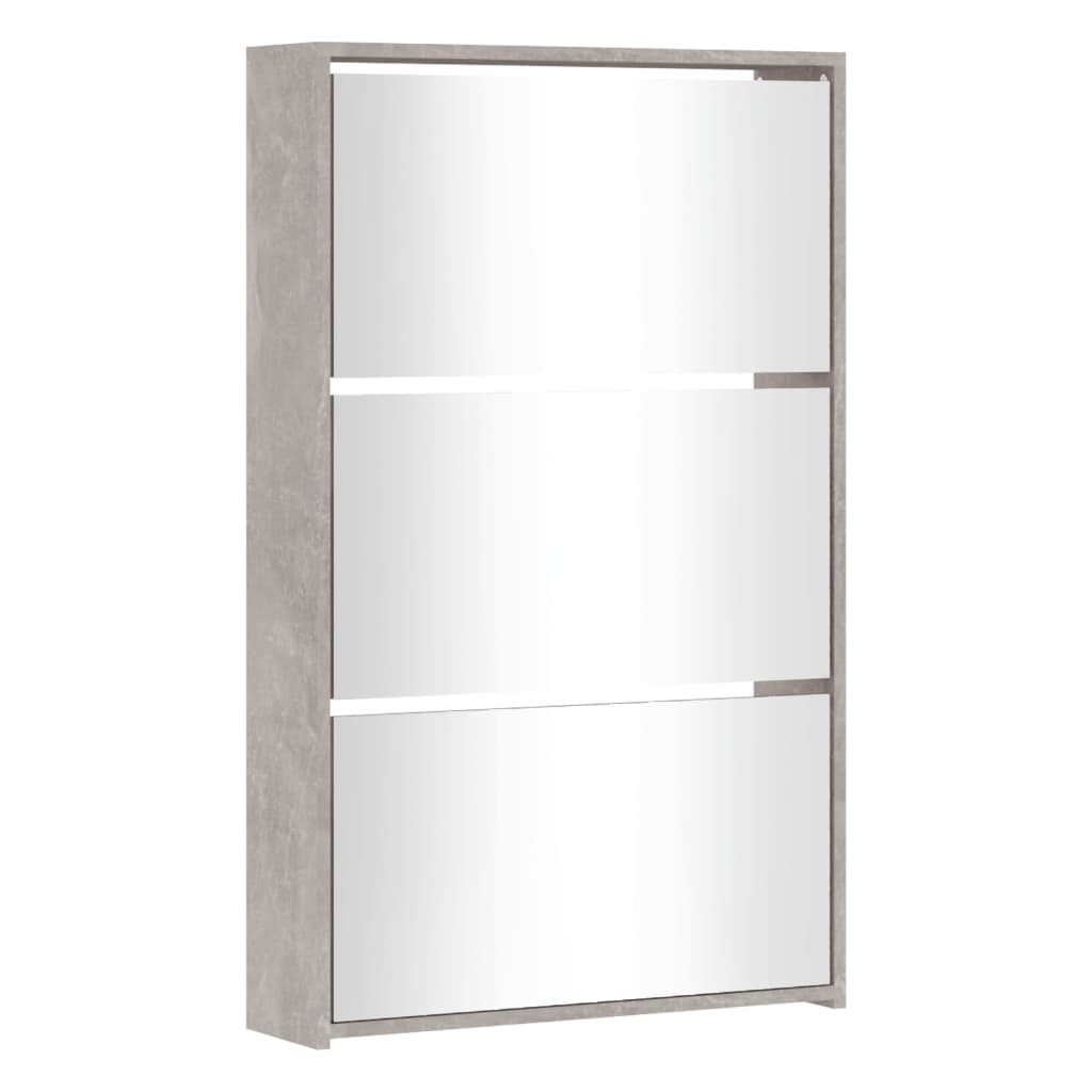 Schoenenkast met spiegel 3-laags 63x17x102,5 cm betongrijs is nu te koop bij PeponiXL, paradijselijk wonen!