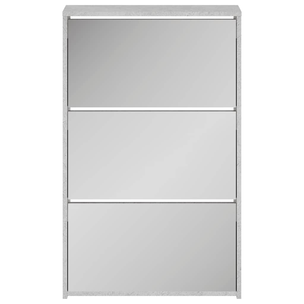 Schoenenkast met spiegel 3-laags 63x17x102,5 cm betongrijs is nu te koop bij PeponiXL, paradijselijk wonen!