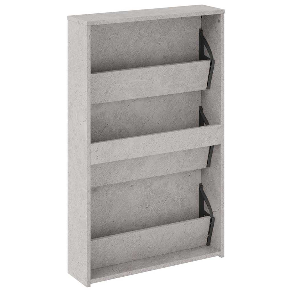 Schoenenkast met spiegel 3-laags 63x17x102,5 cm betongrijs is nu te koop bij PeponiXL, paradijselijk wonen!