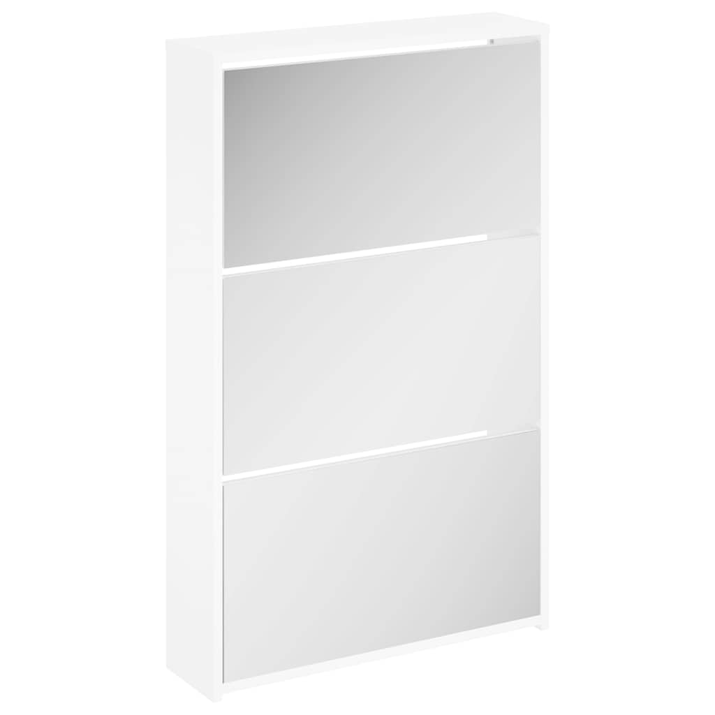 Schoenenkast met spiegel 3-laags hoogglans wit 63x17x102,5 cm is nu te koop bij PeponiXL, paradijselijk wonen!