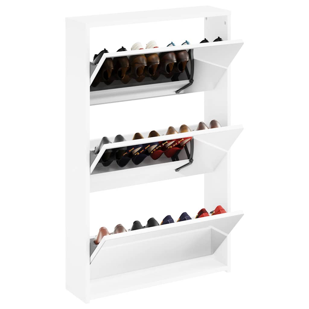 Schoenenkast met spiegel 3-laags hoogglans wit 63x17x102,5 cm is nu te koop bij PeponiXL, paradijselijk wonen!