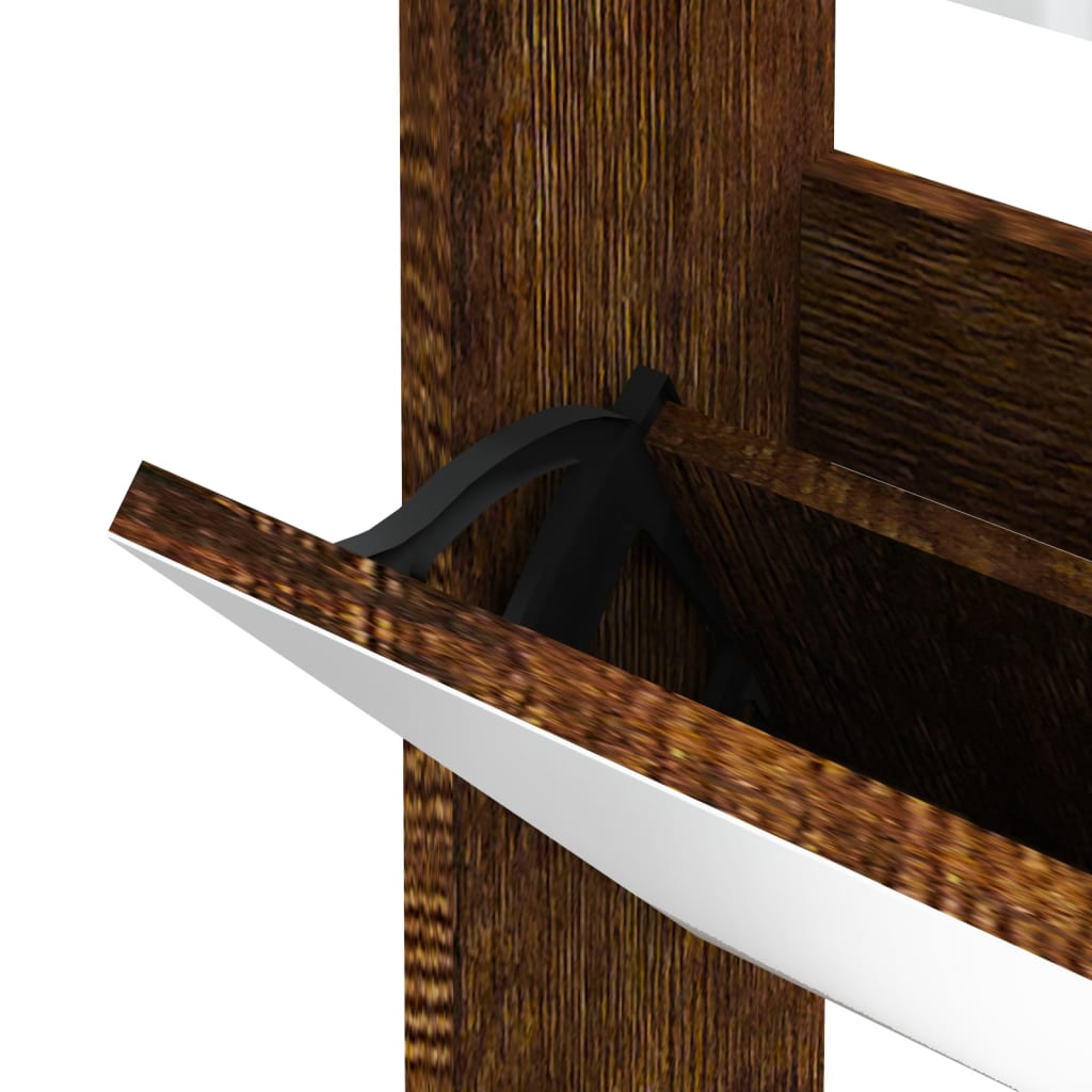 Schoenenkast met spiegel 3-laags 63x17x102,5 cm gerookt eiken is nu te koop bij PeponiXL, paradijselijk wonen!