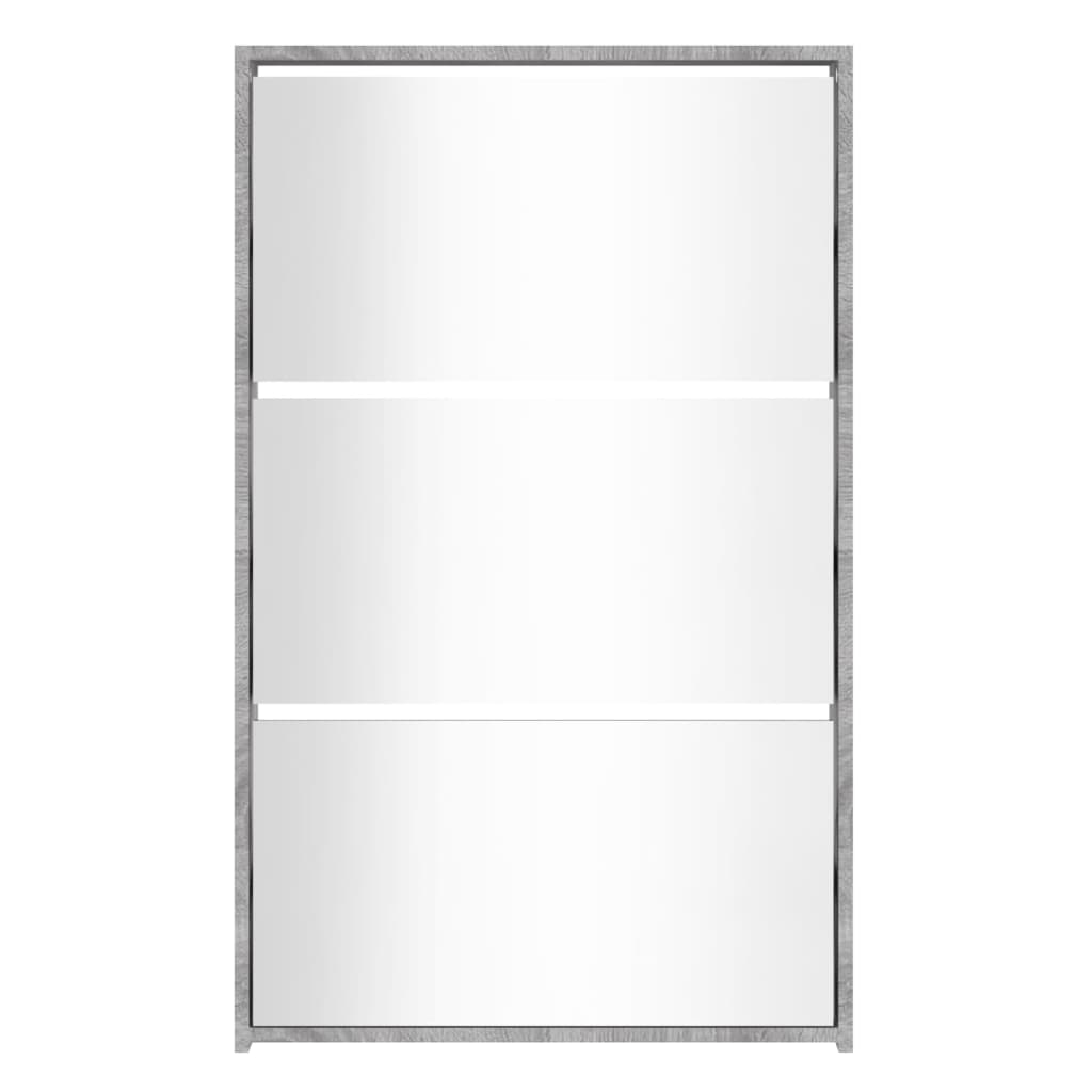 Schoenenkast met spiegel 3-laags 63x17x102,5 cm grijs sonoma is nu te koop bij PeponiXL, paradijselijk wonen!
