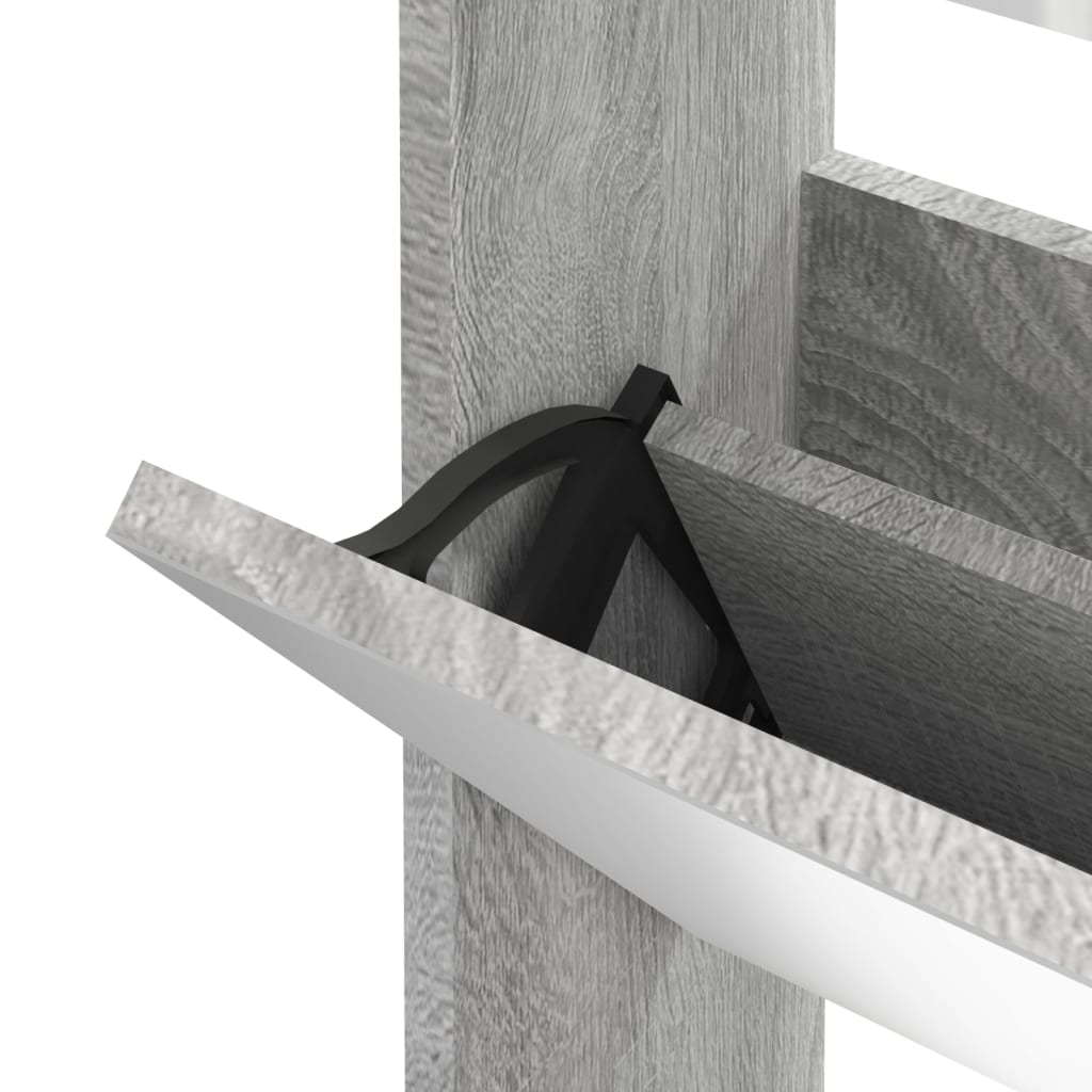 Schoenenkast met spiegel 3-laags 63x17x102,5 cm grijs sonoma is nu te koop bij PeponiXL, paradijselijk wonen!