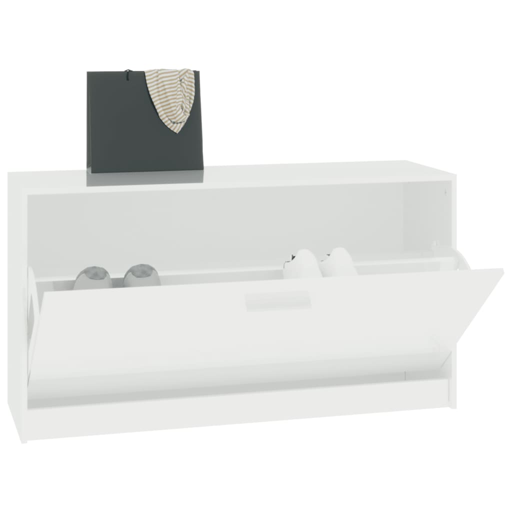 Schoenenbank Hoogglans Wit 80x24x45 cm Bewerkt Hout is nu te koop bij PeponiXL, paradijselijk wonen!