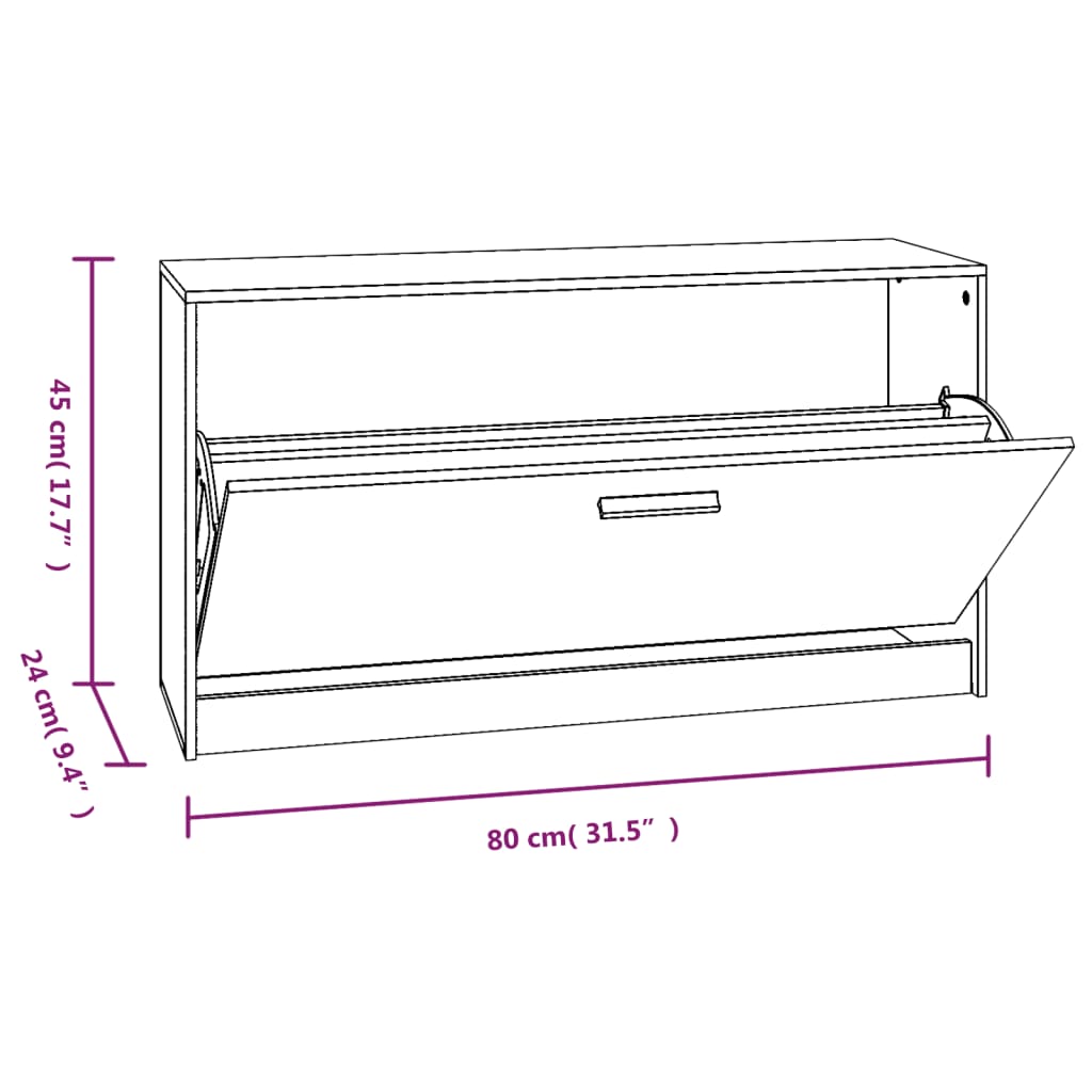 Schoenenbank Hoogglans Wit 80x24x45 cm Bewerkt Hout is nu te koop bij PeponiXL, paradijselijk wonen!
