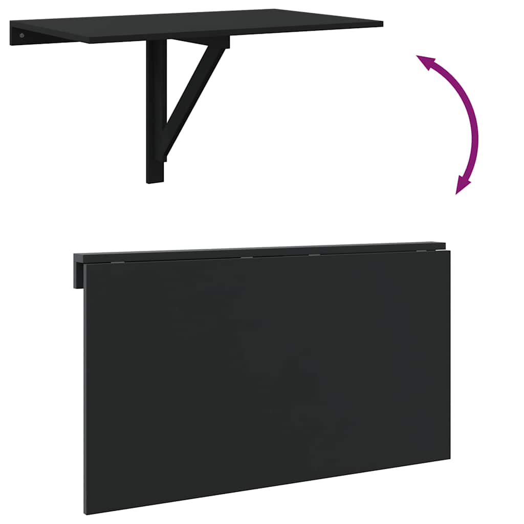 Wandtafel inklapbaar 100x60x56 cm bewerkt hout zwart is nu te koop bij PeponiXL, paradijselijk wonen!