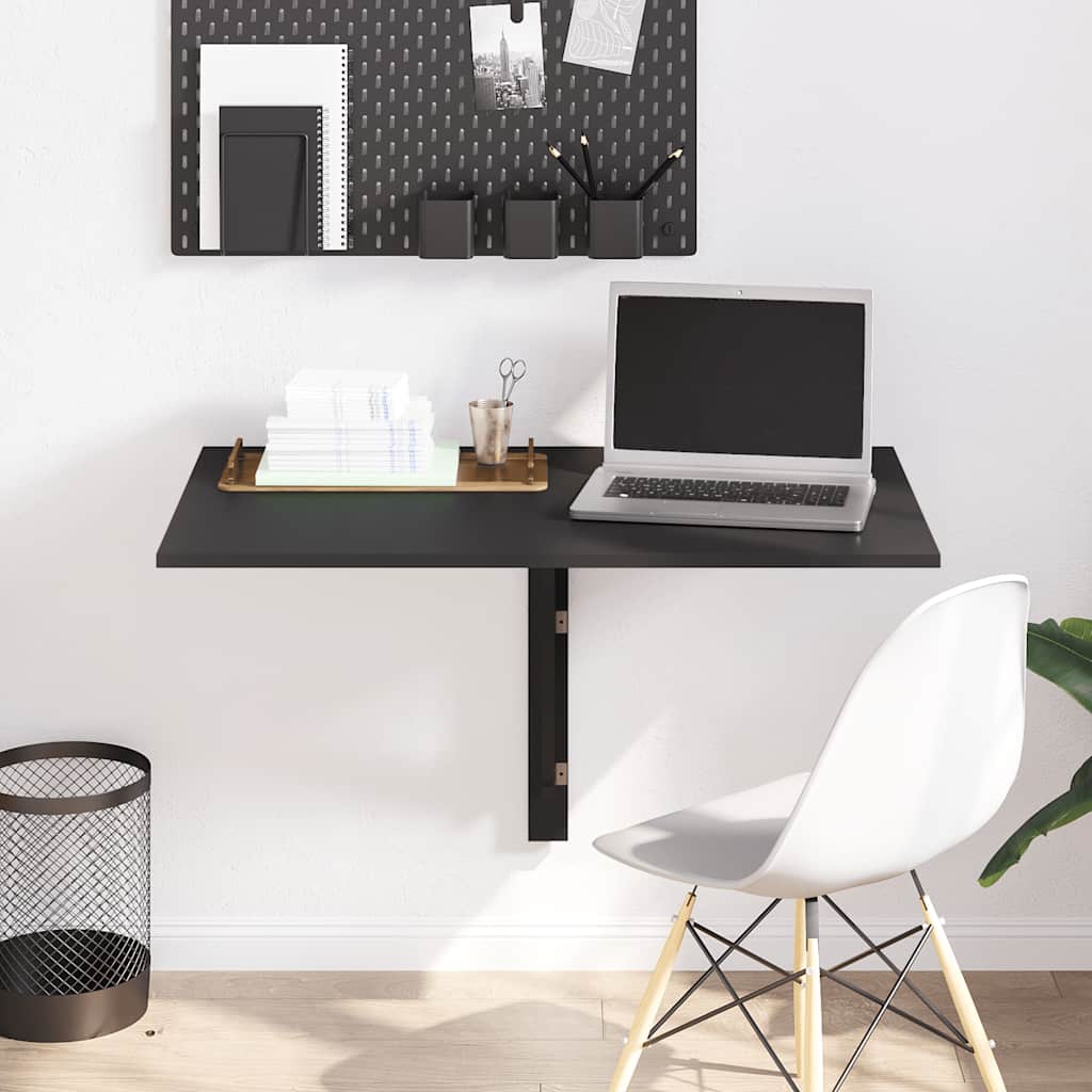 Wandtafel inklapbaar 100x60x56 cm bewerkt hout zwart is nu te koop bij PeponiXL, paradijselijk wonen!