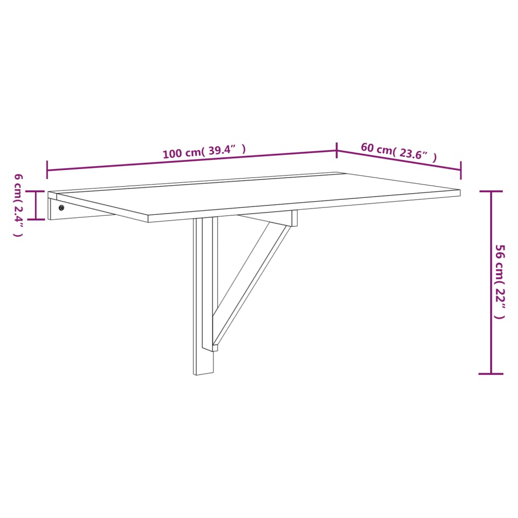 Wandtafel inklapbaar 100x60x56 cm bewerkt hout betongrijs is nu te koop bij PeponiXL, paradijselijk wonen!