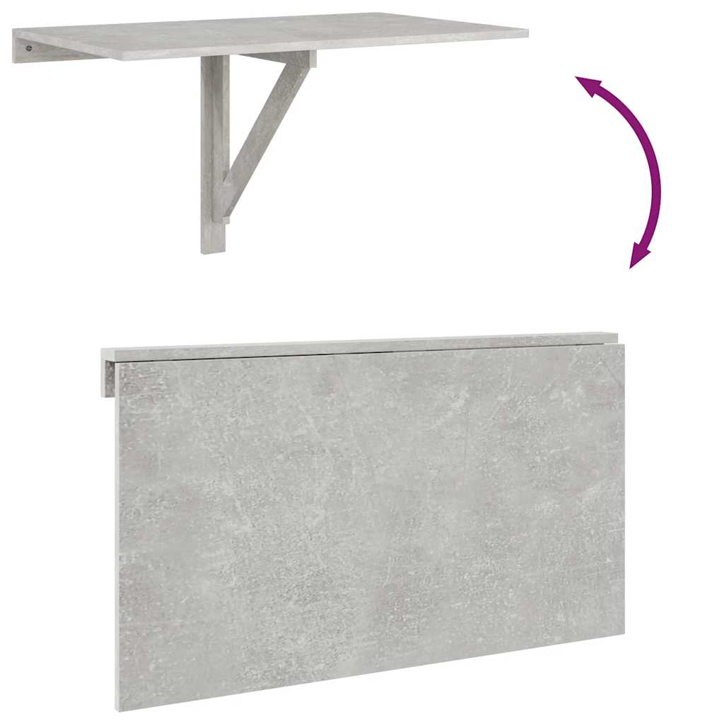 Wandtafel inklapbaar 100x60x56 cm bewerkt hout betongrijs is nu te koop bij PeponiXL, paradijselijk wonen!