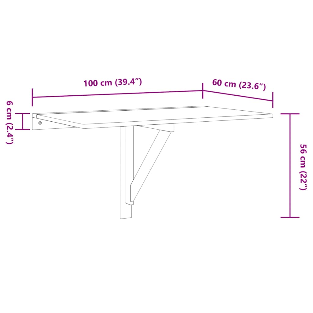 Wandtafel inklapbaar 100x60x56 cm bewerkt hout hoogglans wit is nu te koop bij PeponiXL, paradijselijk wonen!