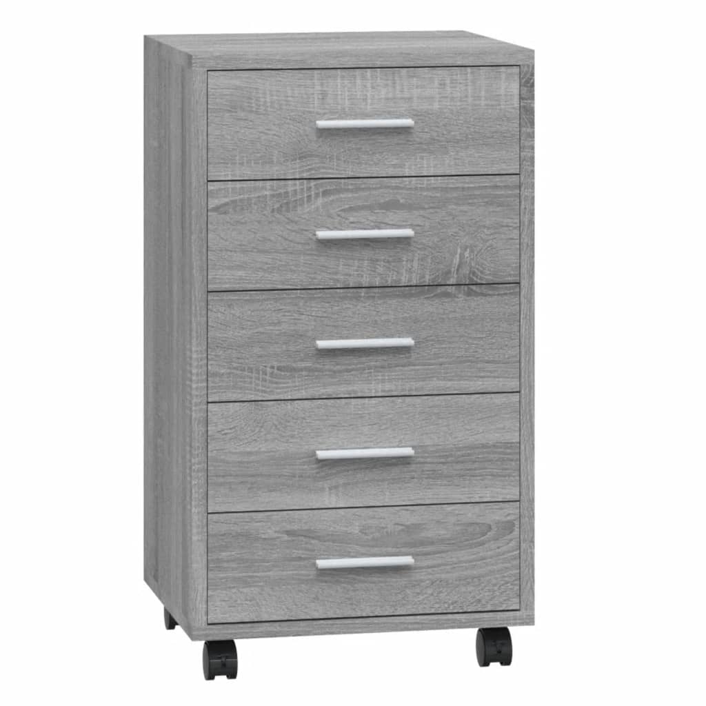 Ladekast met wieltjes bewerkt hout grijs sonoma eiken is nu te koop bij PeponiXL, paradijselijk wonen!