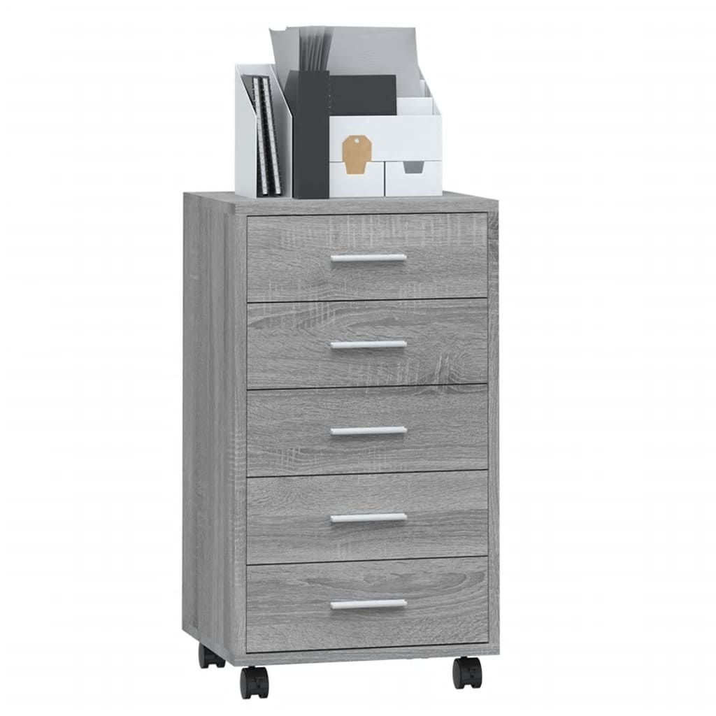 Ladekast met wieltjes bewerkt hout grijs sonoma eiken is nu te koop bij PeponiXL, paradijselijk wonen!