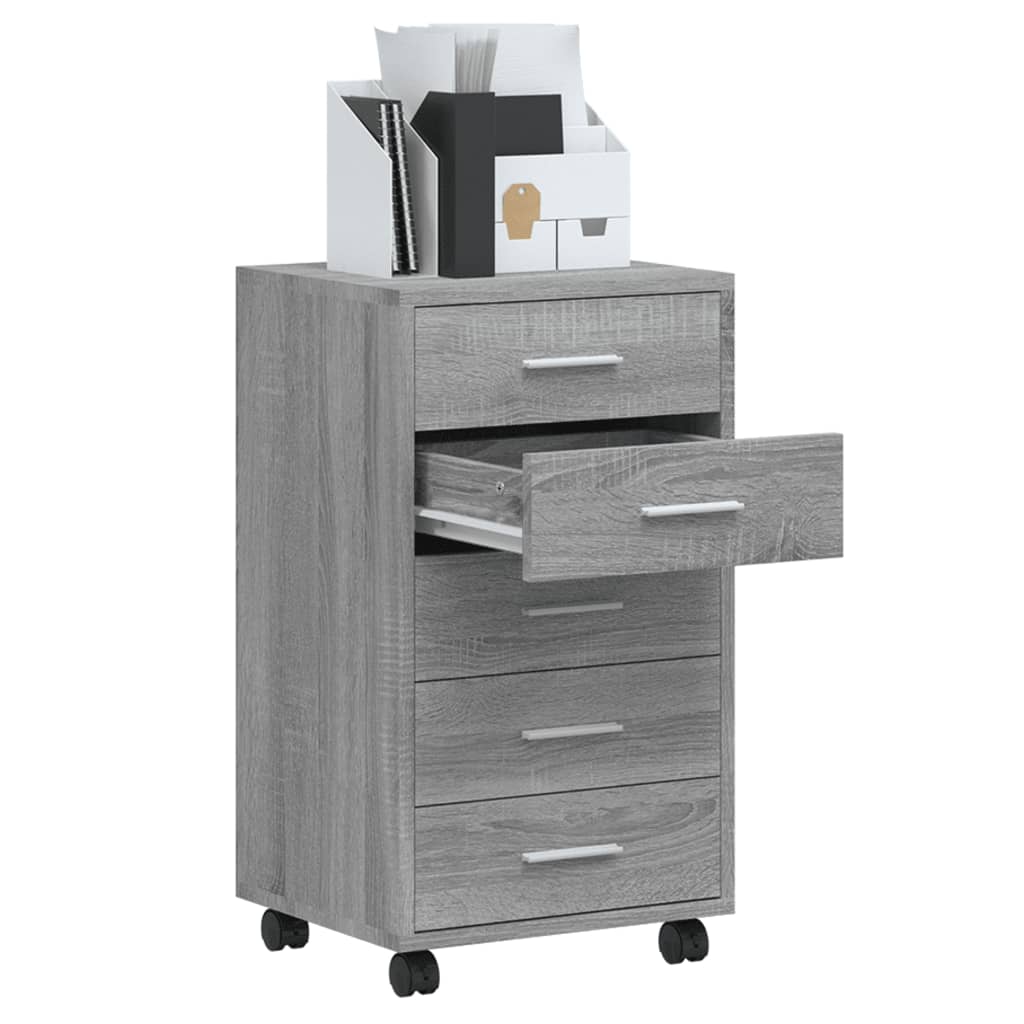 Ladekast met wieltjes bewerkt hout grijs sonoma eiken is nu te koop bij PeponiXL, paradijselijk wonen!