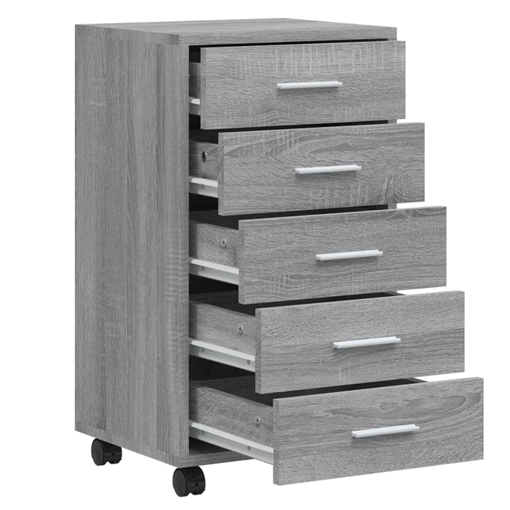 Ladekast met wieltjes bewerkt hout grijs sonoma eiken is nu te koop bij PeponiXL, paradijselijk wonen!