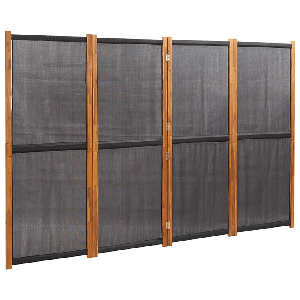 Kamerscherm met 4 panelen 280x180 cm zwart is nu te koop bij PeponiXL, paradijselijk wonen!