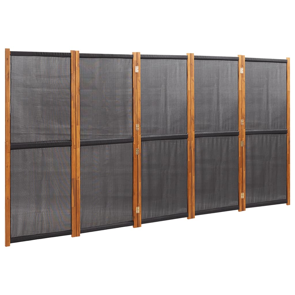 Kamerscherm met 5 panelen 350x180 cm zwart is nu te koop bij PeponiXL, paradijselijk wonen!