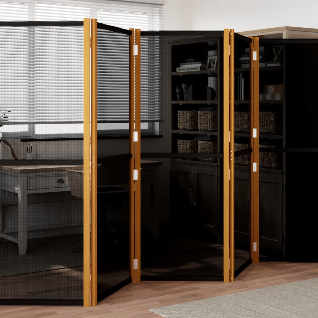 Kamerscherm met 5 panelen 350x180 cm zwart is nu te koop bij PeponiXL, paradijselijk wonen!