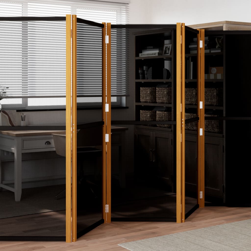 Kamerscherm met 6 panelen 420x180 cm zwart is nu te koop bij PeponiXL, paradijselijk wonen!
