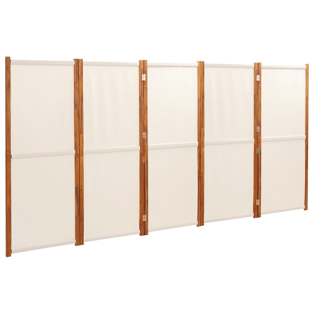 Kamerscherm met 5 panelen 350x180 cm crèmewit is nu te koop bij PeponiXL, paradijselijk wonen!