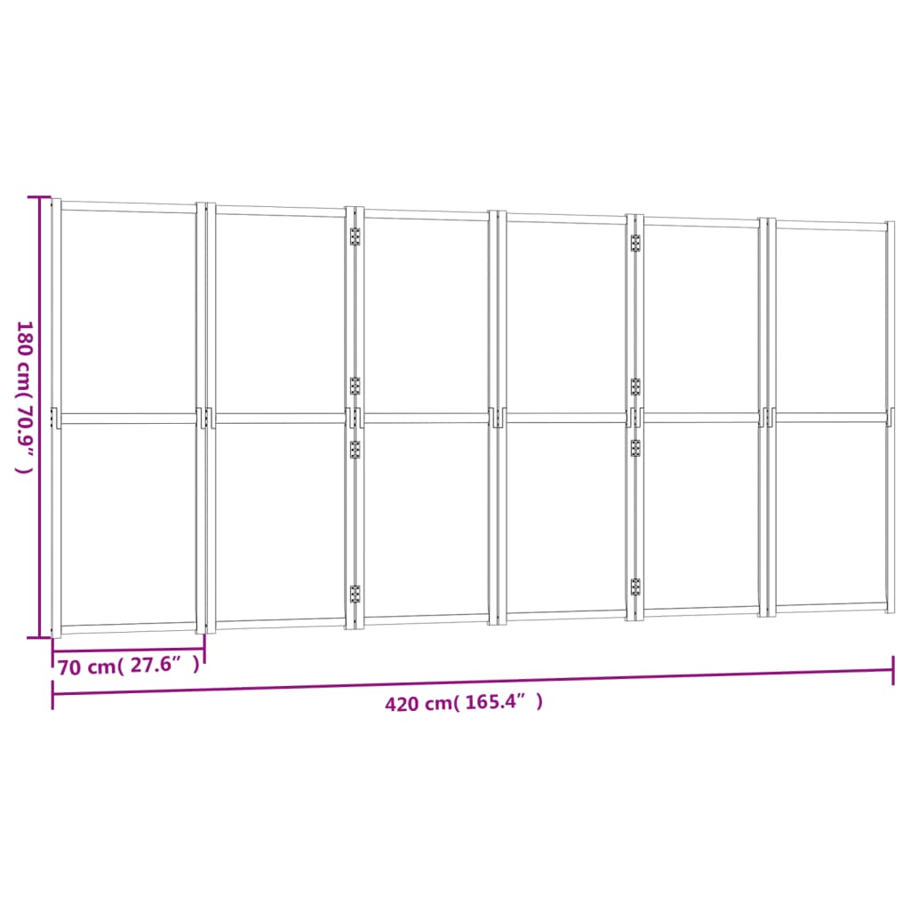 Kamerscherm met 6 panelen 420x180 cm crèmewit is nu te koop bij PeponiXL, paradijselijk wonen!