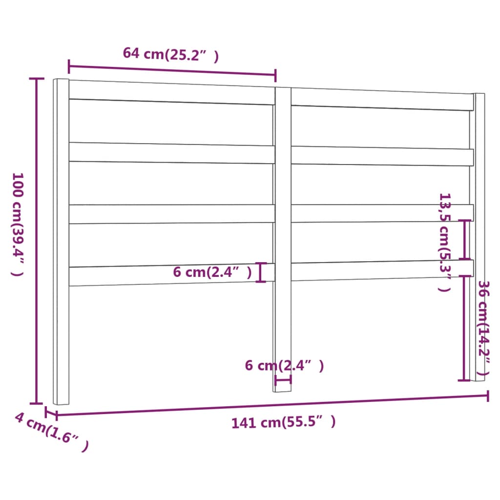 Hoofdbord 141x4x100 cm massief grenenhout is nu te koop bij PeponiXL, paradijselijk wonen!