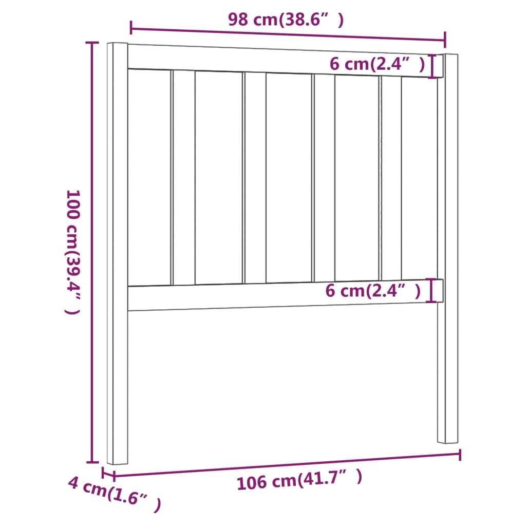 Hoofdbord 106x4x100 cm massief grenenhout grijs is nu te koop bij PeponiXL, paradijselijk wonen!