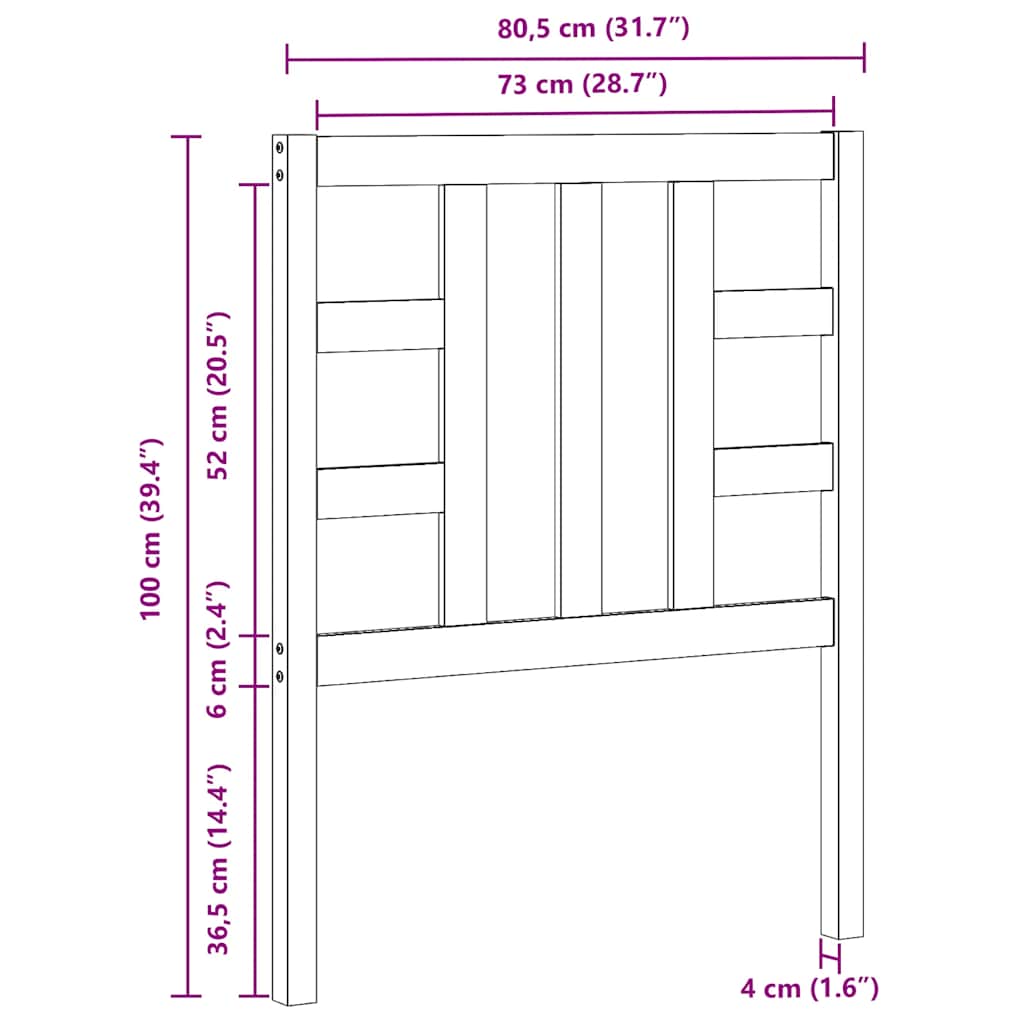 Hoofdbord 81x4x100 cm massief grenenhout zwart is nu te koop bij PeponiXL, paradijselijk wonen!