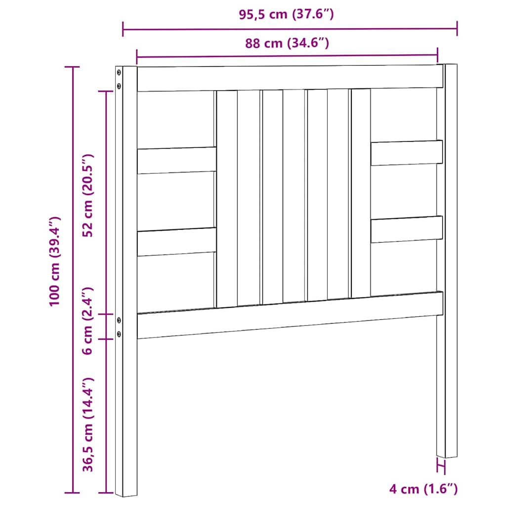 Hoofdbord 96x4x100 cm massief grenenhout grijs is nu te koop bij PeponiXL, paradijselijk wonen!