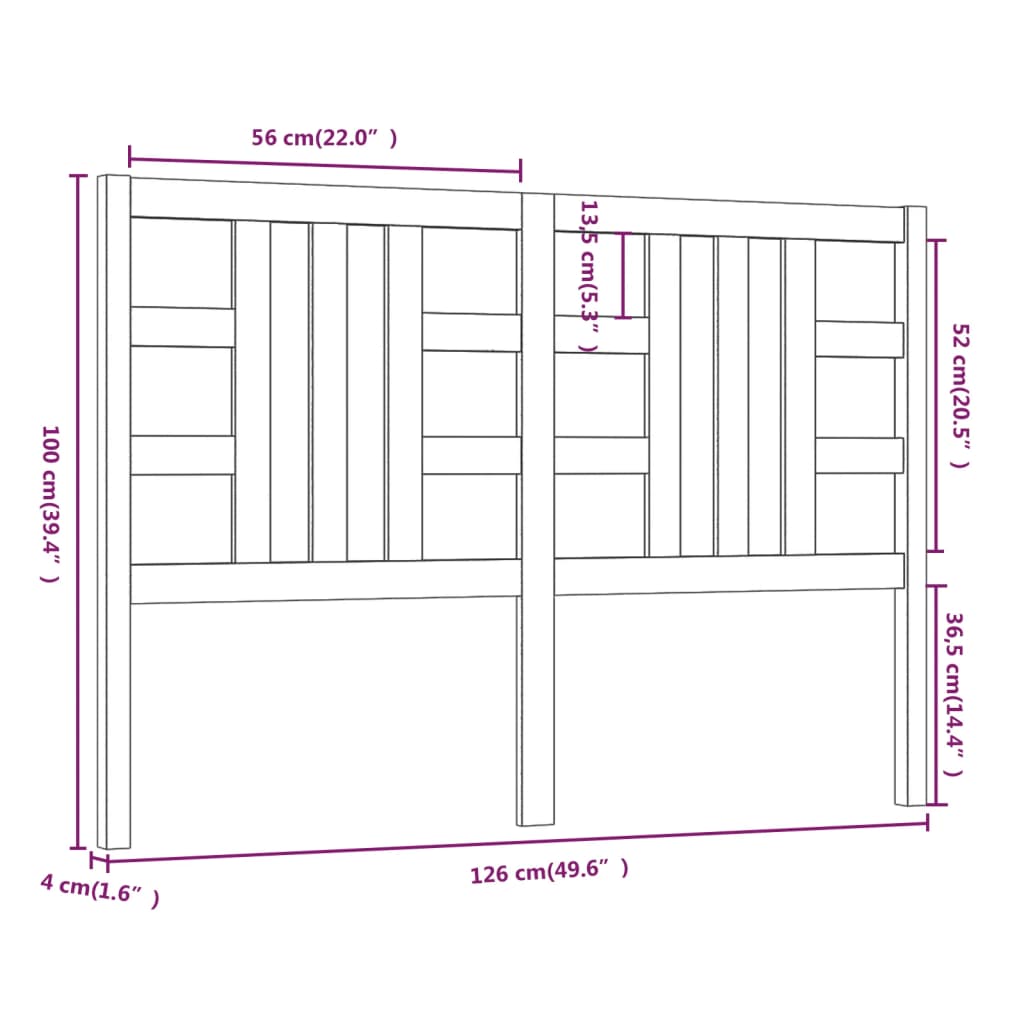 Hoofdbord 126x4x100 cm massief grenenhout zwart is nu te koop bij PeponiXL, paradijselijk wonen!