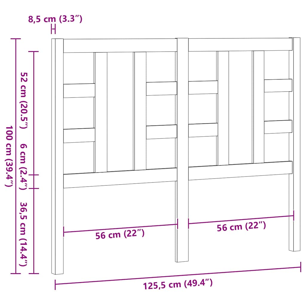Hoofdbord 126x4x100 cm massief grenenhout zwart is nu te koop bij PeponiXL, paradijselijk wonen!