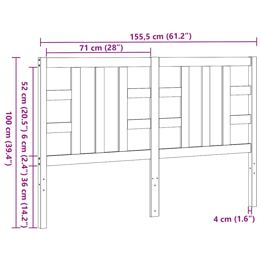Hoofdbord 156x4x100 cm massief grenenhout honingbruin is nu te koop bij PeponiXL, paradijselijk wonen!