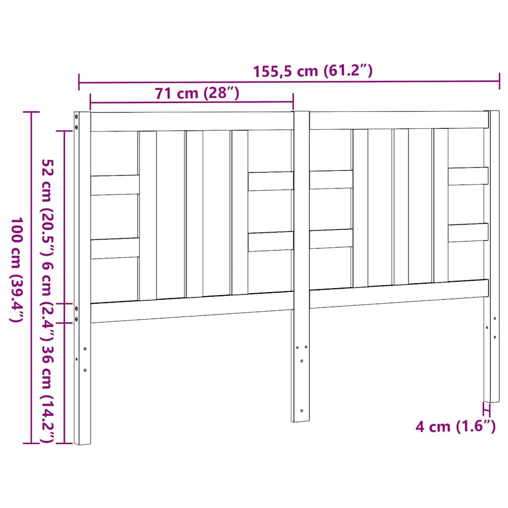 Hoofdbord 166x4x100 cm massief grenenhout grijs is nu te koop bij PeponiXL, paradijselijk wonen!