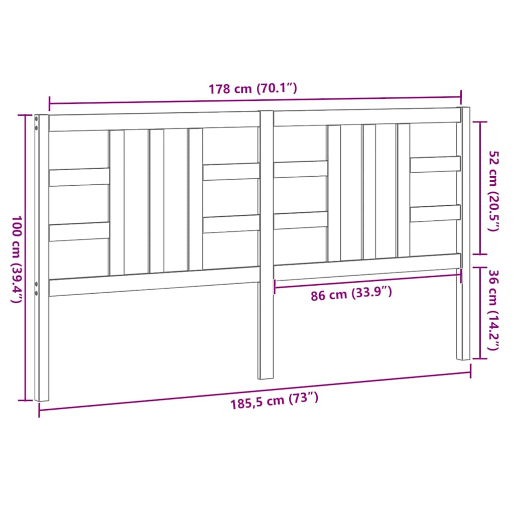 Hoofdbord 186x4x100 cm massief grenenhout grijs is nu te koop bij PeponiXL, paradijselijk wonen!