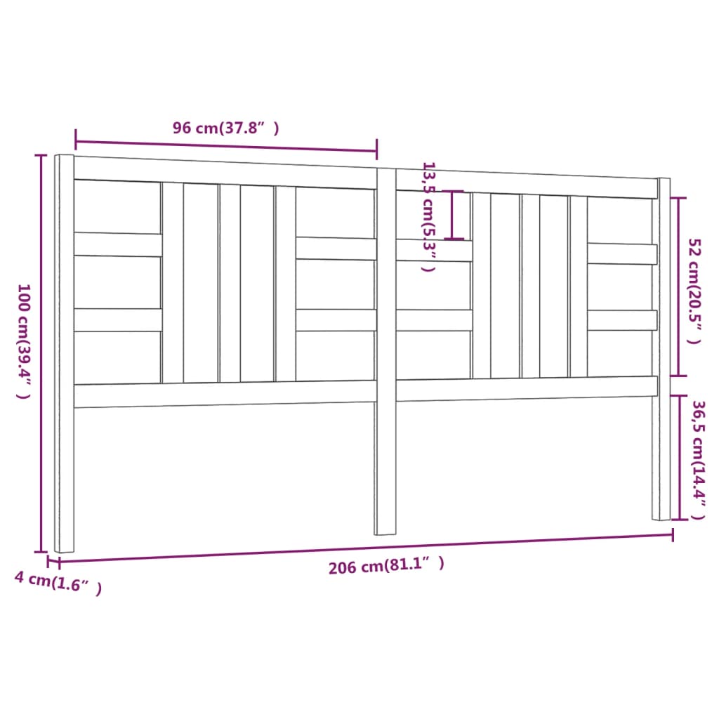 Hoofdbord 206x4x100 cm massief grenenhout grijs is nu te koop bij PeponiXL, paradijselijk wonen!