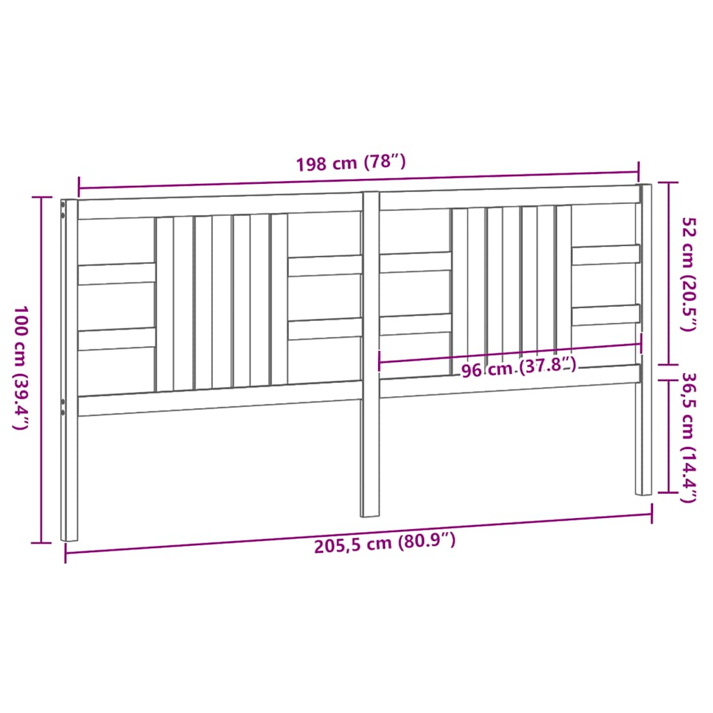 Hoofdbord 206x4x100 cm massief grenenhout honingbruin is nu te koop bij PeponiXL, paradijselijk wonen!