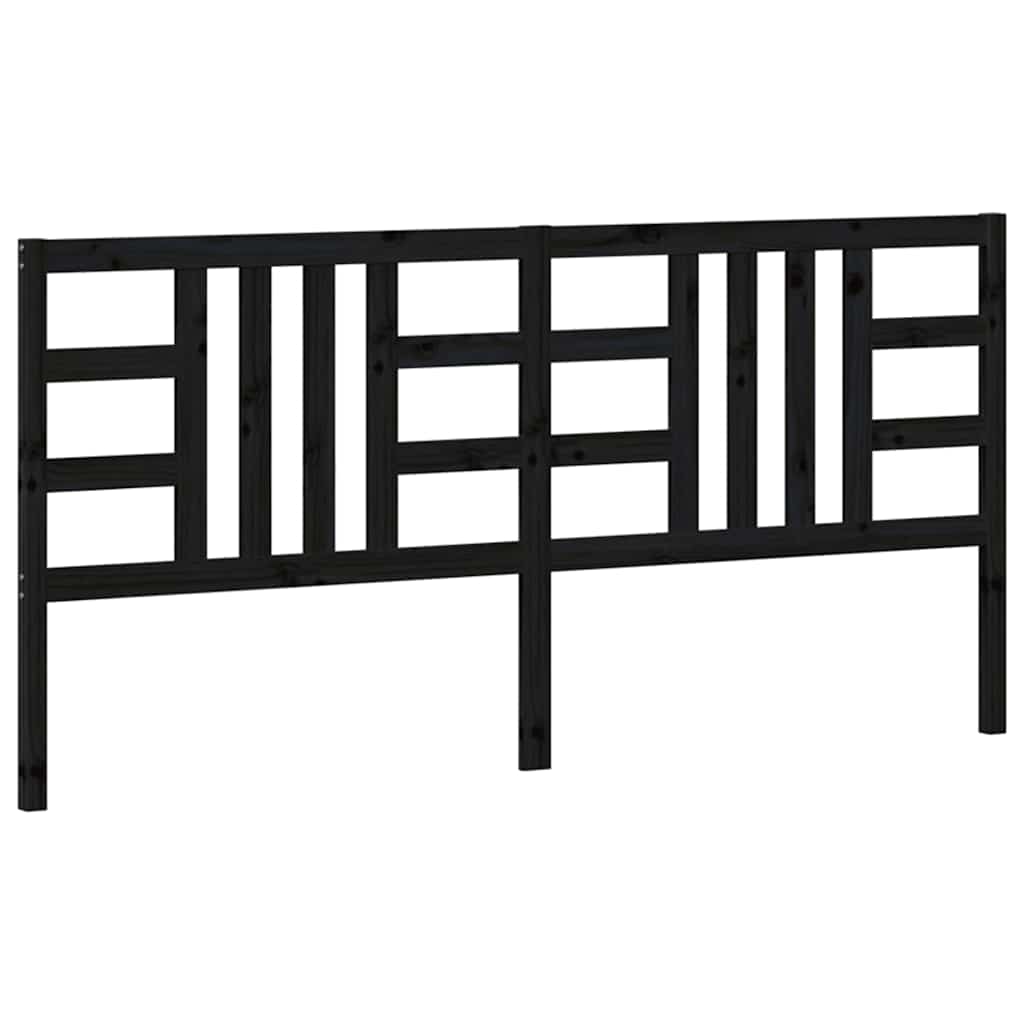Hoofdbord 206x4x100 cm massief grenenhout zwart is nu te koop bij PeponiXL, paradijselijk wonen!