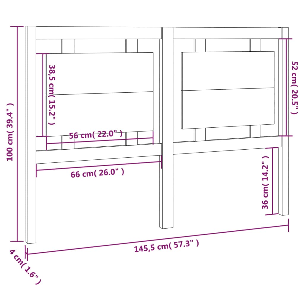 Hoofdbord 145,5x4x100 cm massief grenenhout is nu te koop bij PeponiXL, paradijselijk wonen!