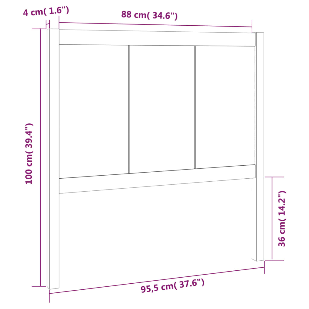Hoofdbord 95,5x4x100 cm massief grenenhout zwart is nu te koop bij PeponiXL, paradijselijk wonen!