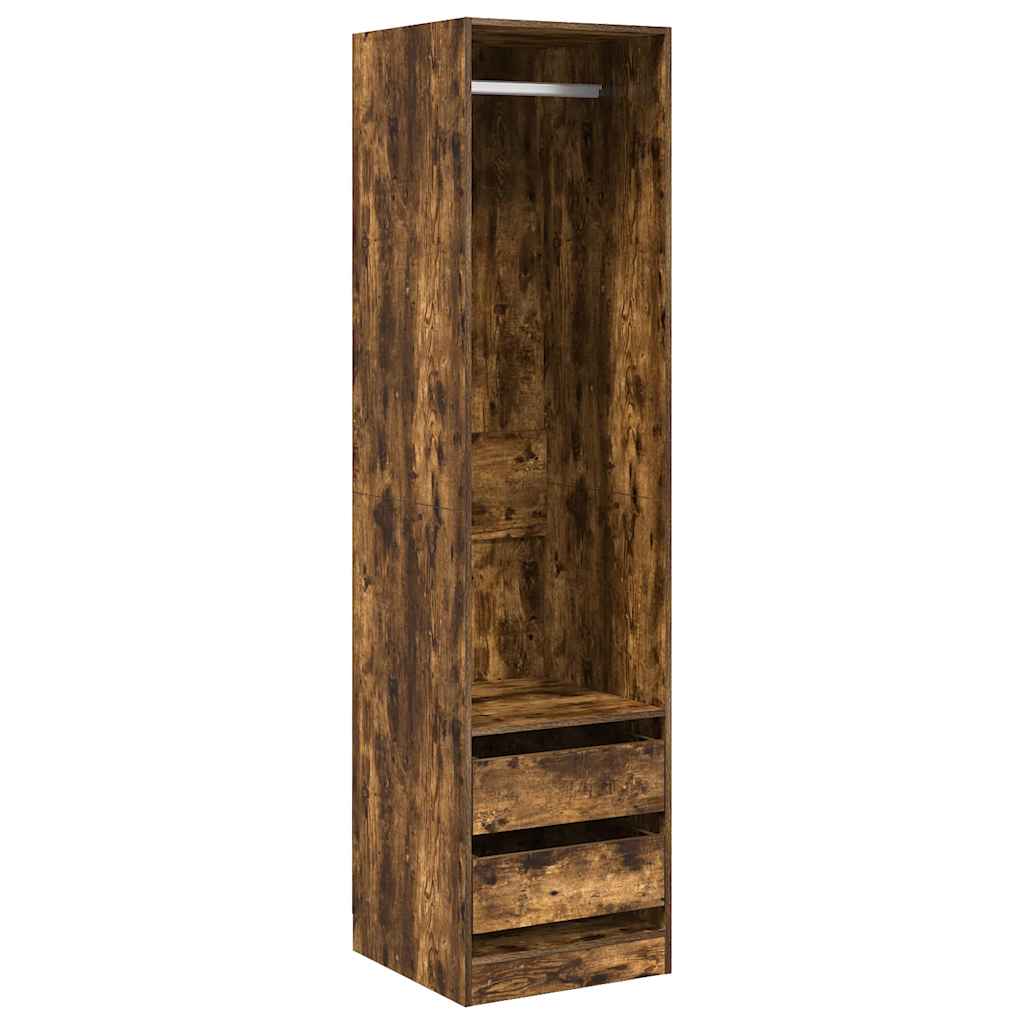 Kledingkast met lades 50x50x200 cm bewerkt hout gerookt eiken is nu te koop bij PeponiXL, paradijselijk wonen!